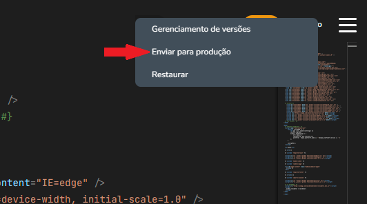 Dropdown do menu da IDE